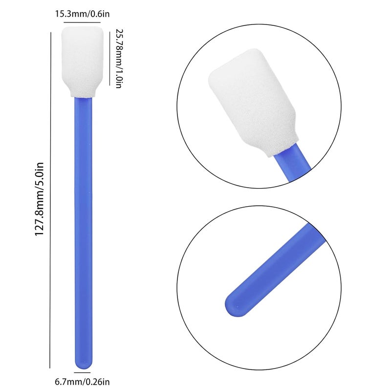 JJOVCE 100 Pieces Foam Cleaning Swabs，5.11" Foam Tips Sponge Sticks for Lab, Dust-Free Cleaning Sponge Tip Swabs for Printer Heads, Scanners, Camera Lenses and Cleaning Guns -Blue - Image 2